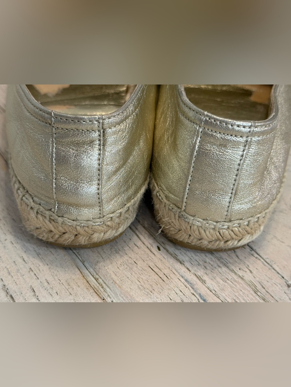 Yves Saint Laurent Gold Leather Monogram Espadrilles size 37.5 - Picture 14 of 15